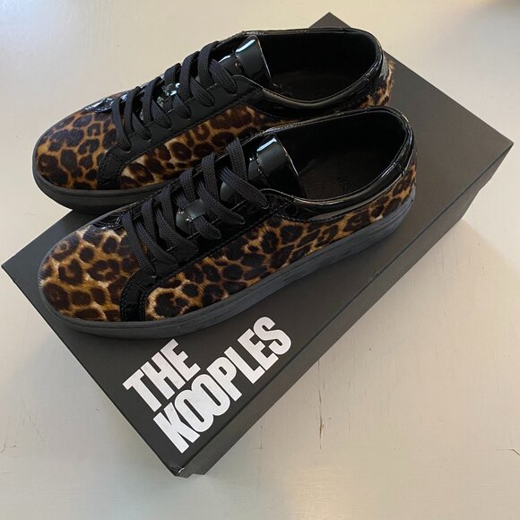 NIB NEW The Kooples Leo Poulain Leather Animal Print Sneaker 38 - Picture 2 of 6